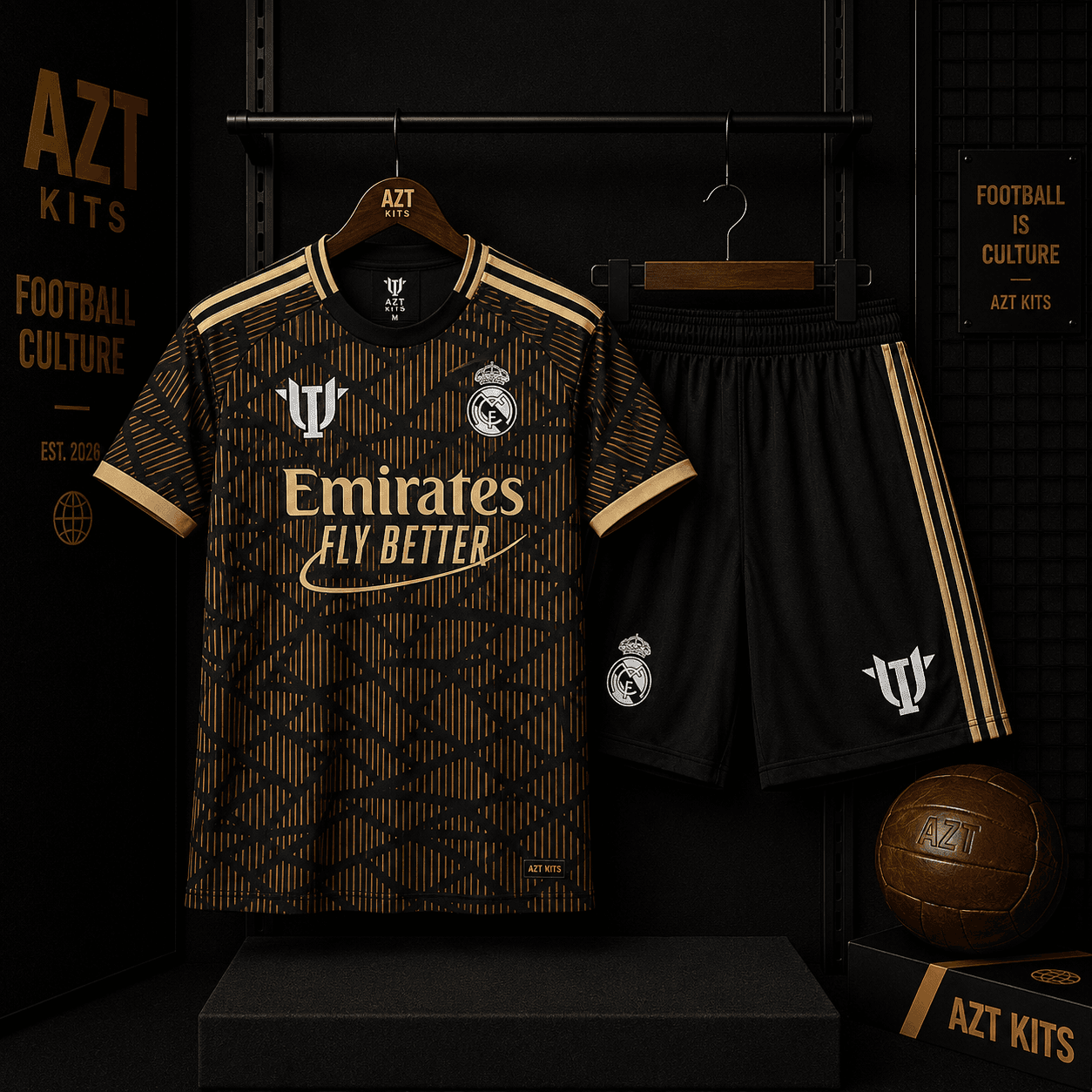 Real Madrid Concept Jersey — Black Gold Geometric Edition