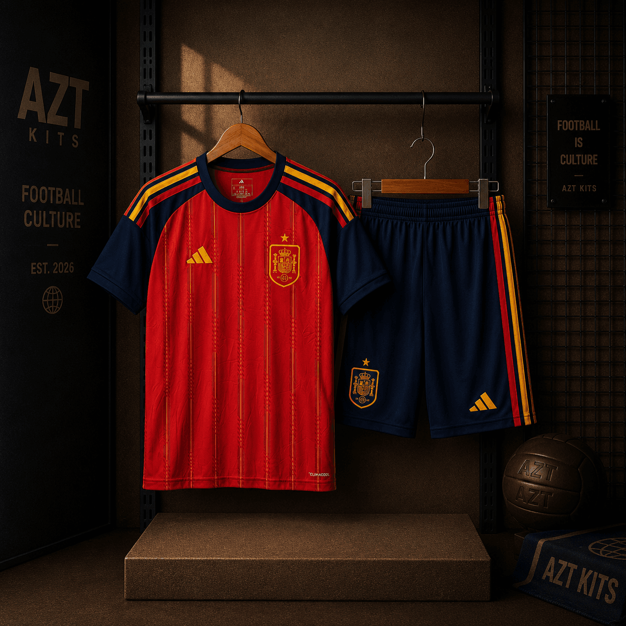Spain 2026 Home Kit — Adidas Pinstripe Edition
