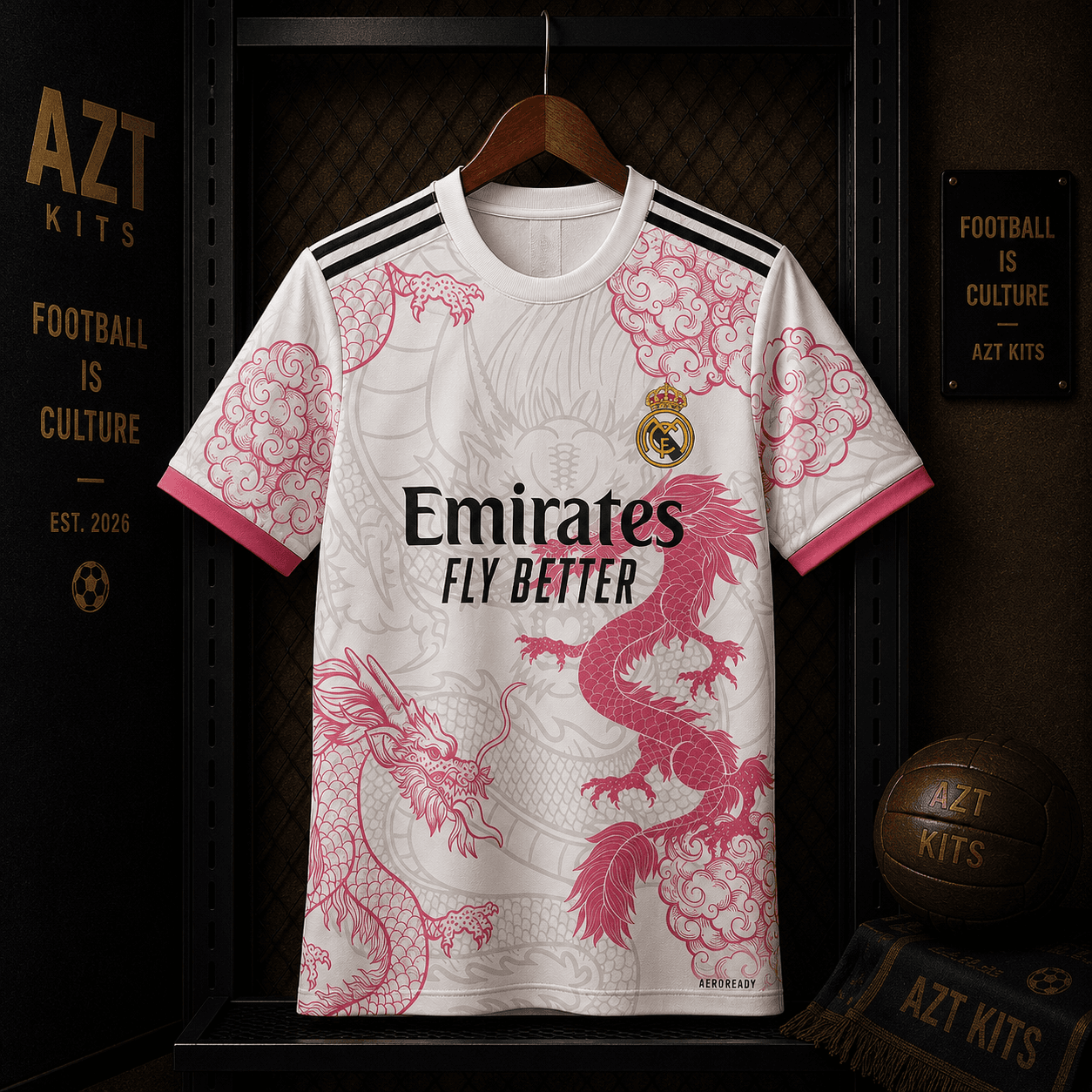 Real Madrid Concept Jersey — White Pink Dragon Edition