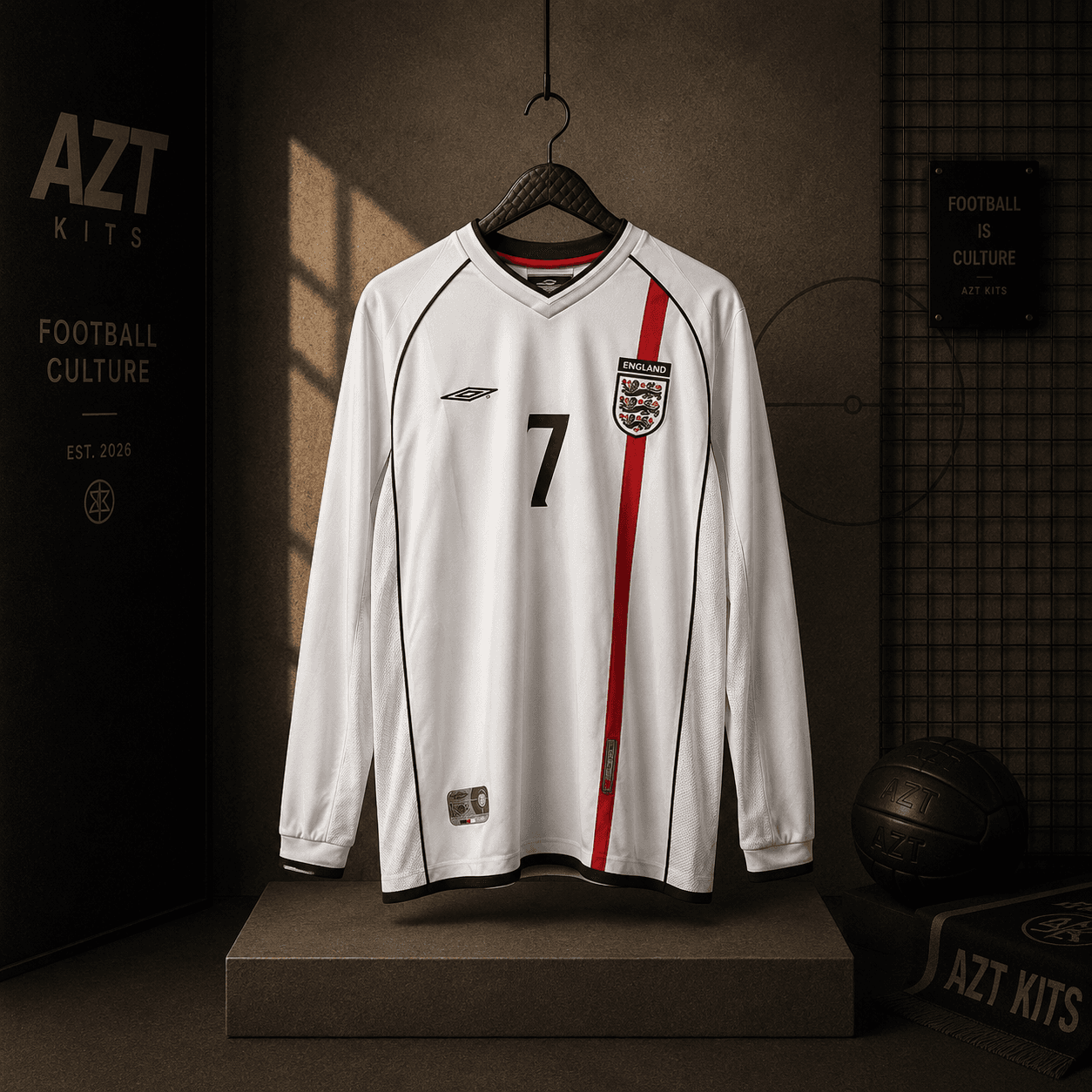 England 2001/02 Home Jersey — Beckham #7 Edition (Long Sleeve)