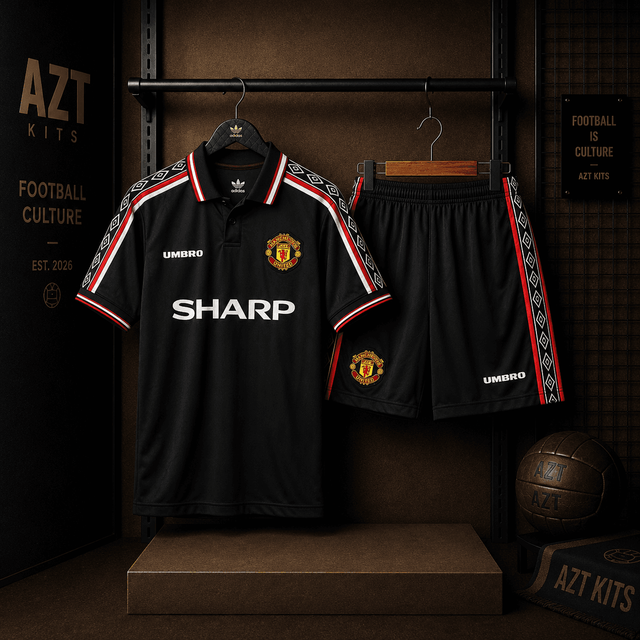 Manchester United 1999/00 Away Jersey — Black Sharp Edition
