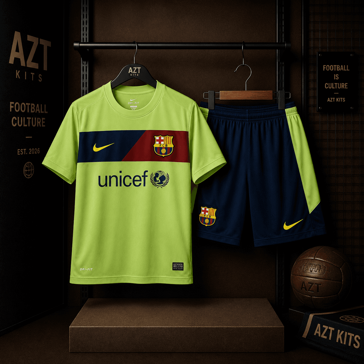 FC Barcelona 2009/10 Away Jersey — UNICEF Lime Edition