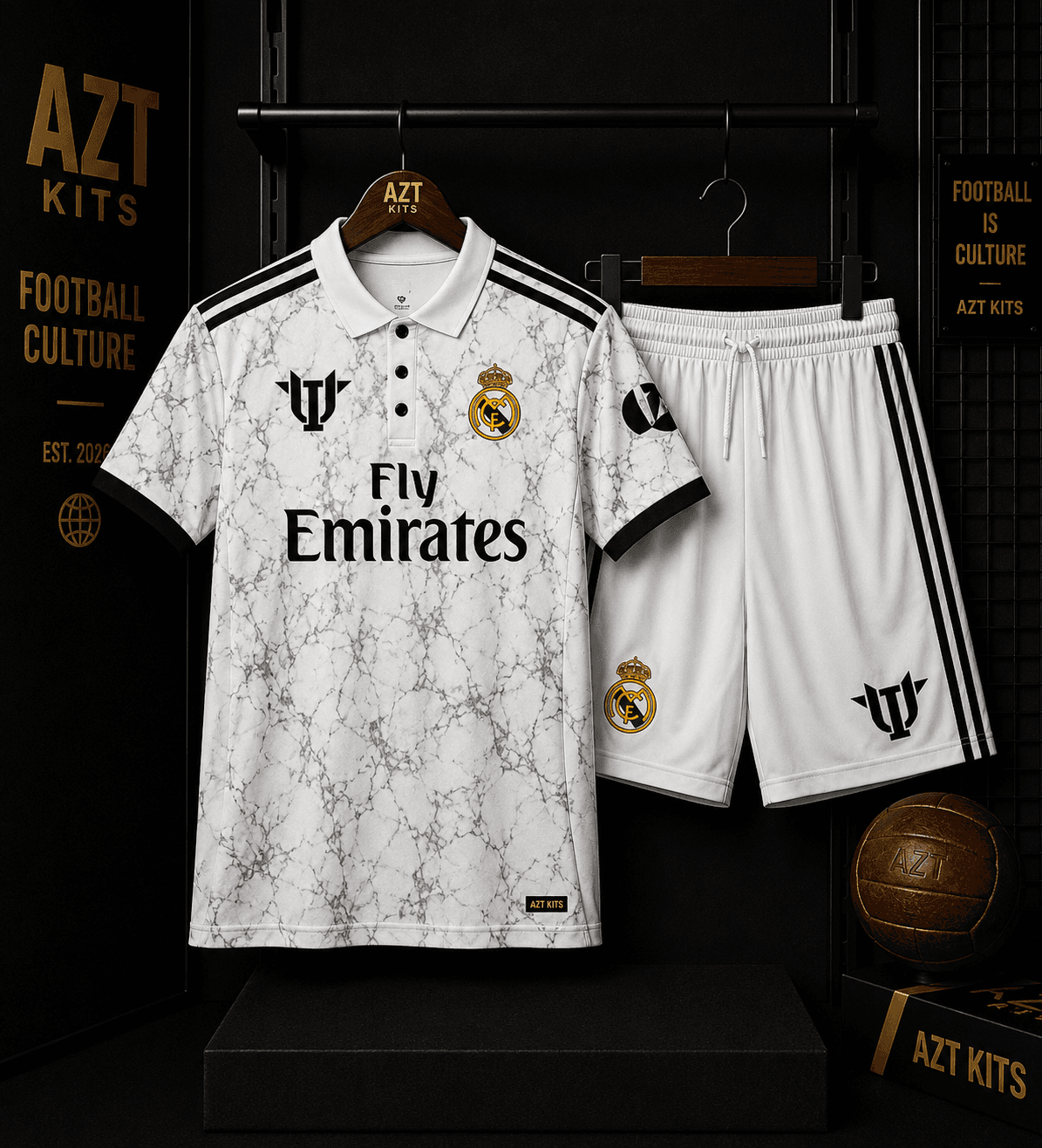 Real Madrid Concept Jersey — White Black Marble Edition